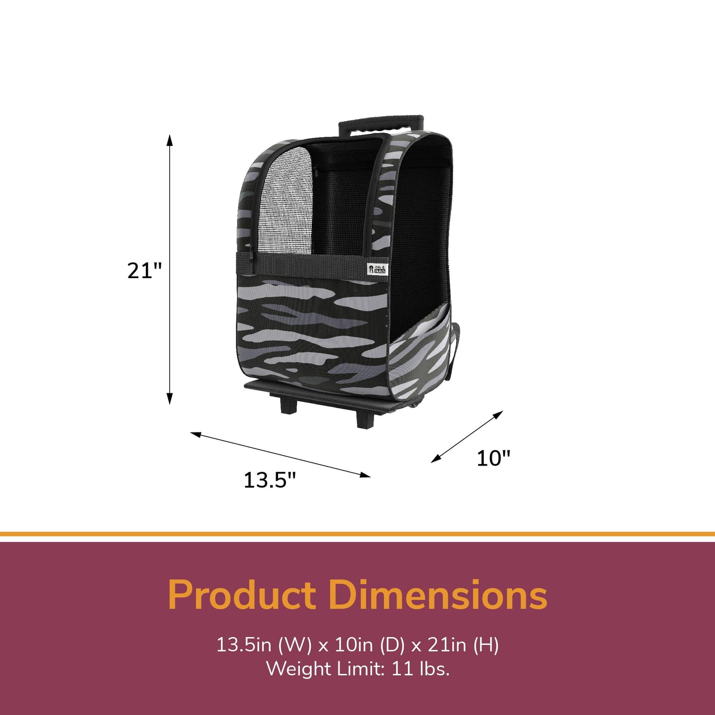 Kaya Pet Carrier Trolley for Travel with Shock Absorbent Wheels, Breathable Mesh Opening for Dogs and Cats, Camo