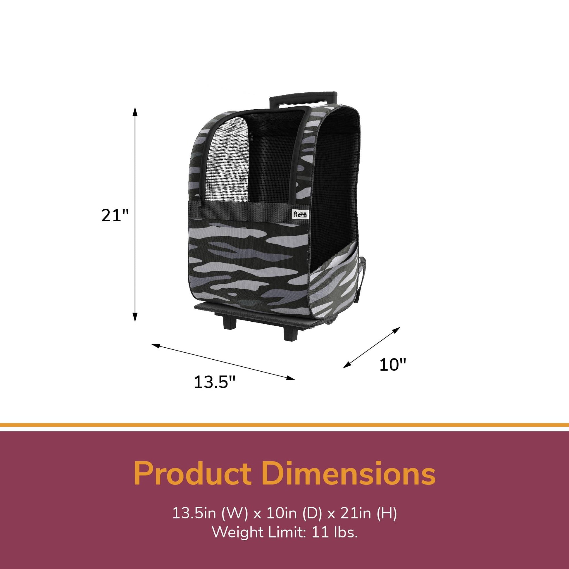 Kaya Pet Carrier Trolley for Travel with Shock Absorbent Wheels, Breathable Mesh Opening for Dogs and Cats, Camo