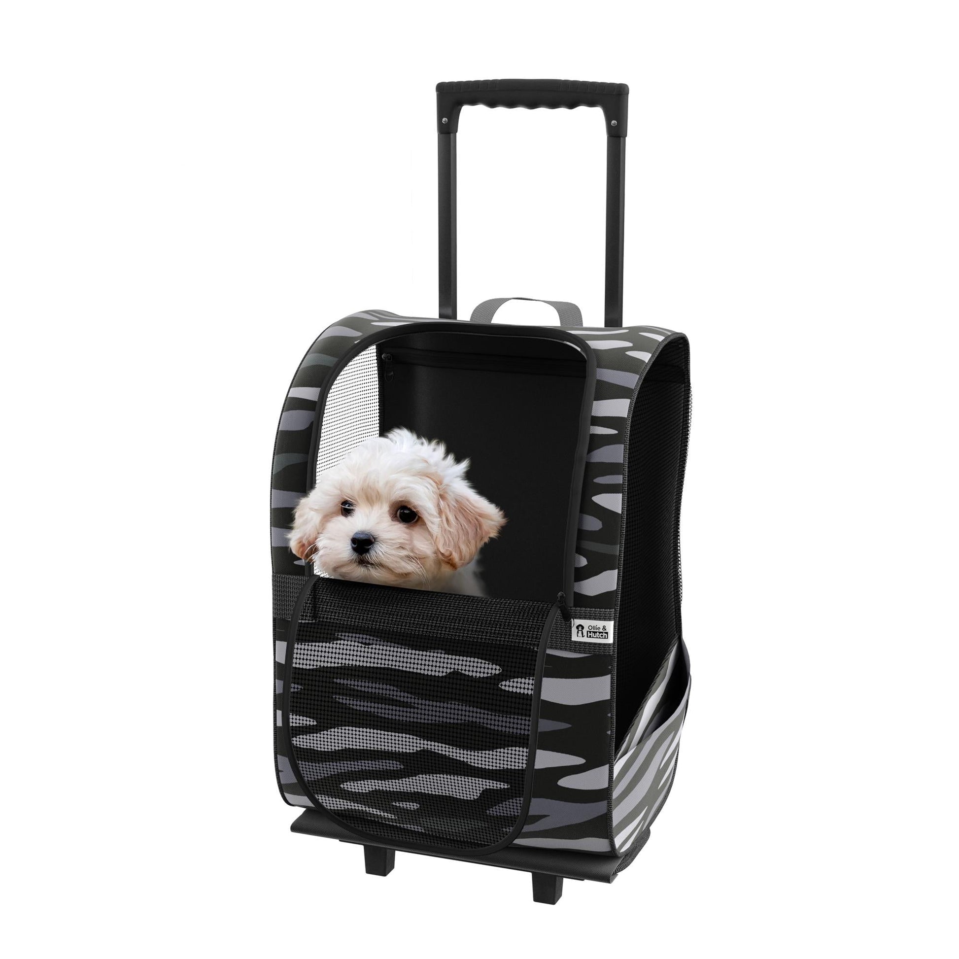 Kaya Pet Carrier Trolley for Travel with Shock Absorbent Wheels, Breathable Mesh Opening for Dogs and Cats, Camo