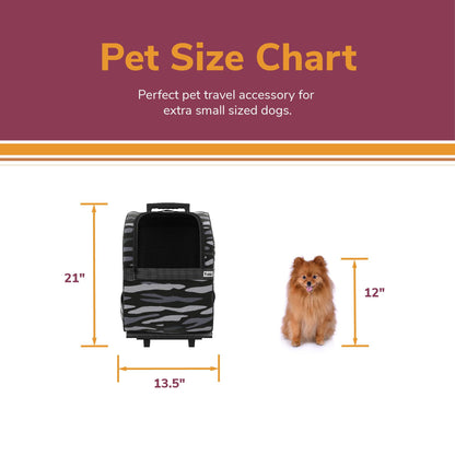 Kaya Pet Carrier Trolley for Travel with Shock Absorbent Wheels, Breathable Mesh Opening for Dogs and Cats, Camo