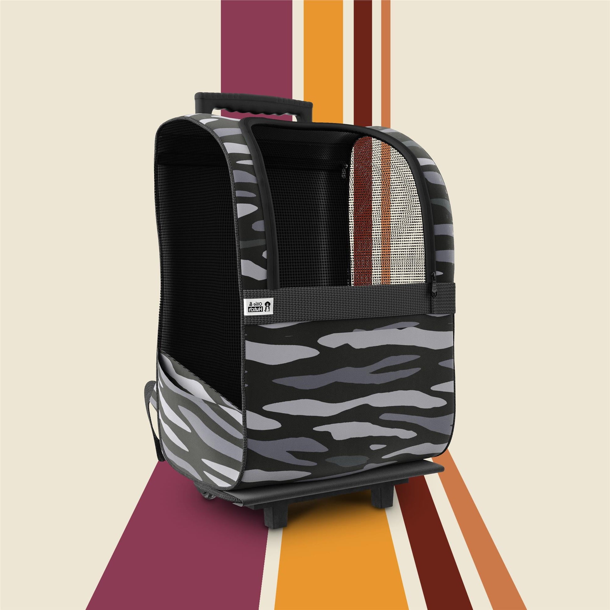 Kaya Pet Carrier Trolley for Travel with Shock Absorbent Wheels, Breathable Mesh Opening for Dogs and Cats, Camo